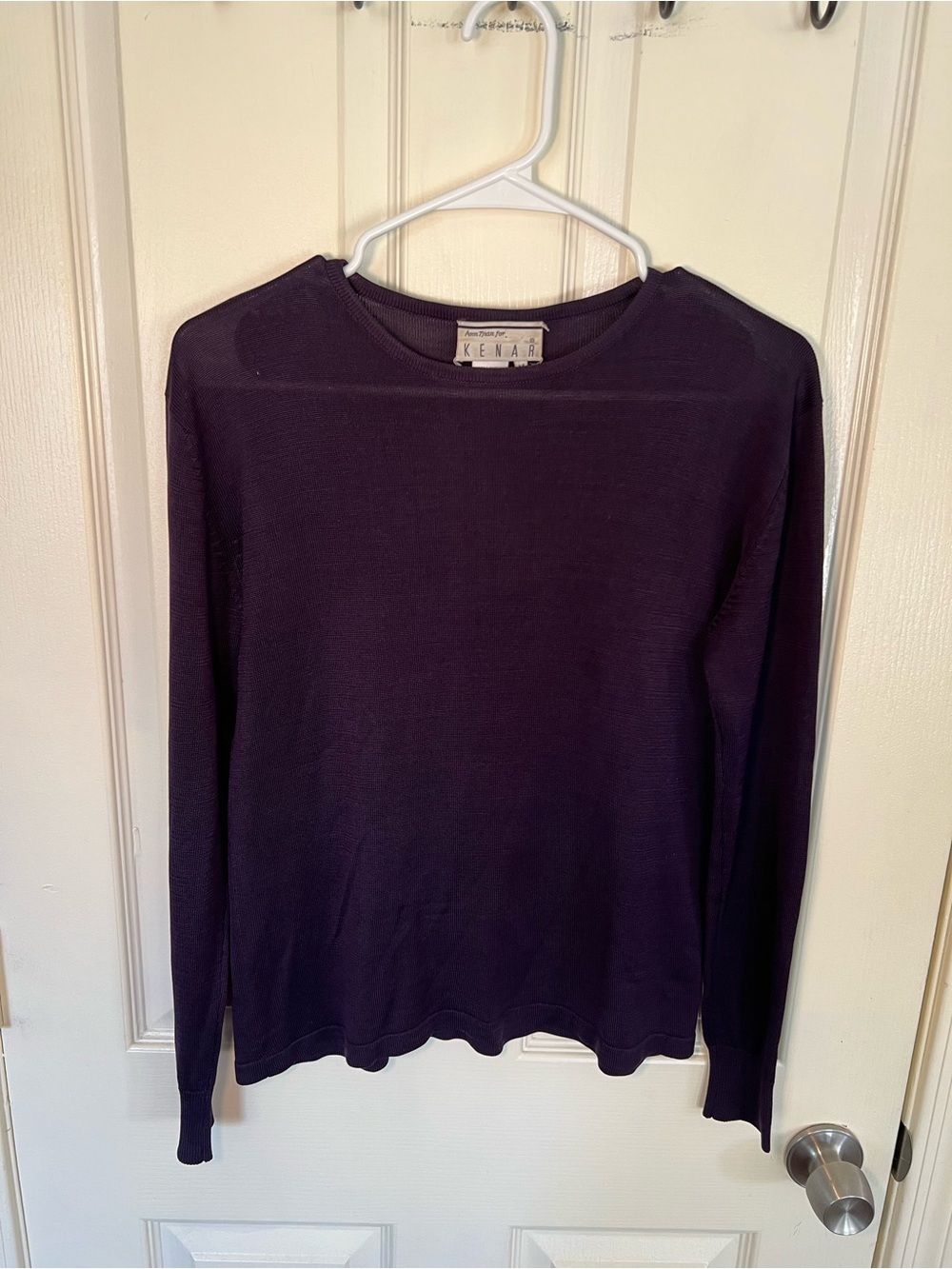 Vintage Kenar 100% Silk Knit Sweater Plum Purple Minimalist Size M